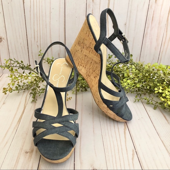 jessica simpson denim wedges